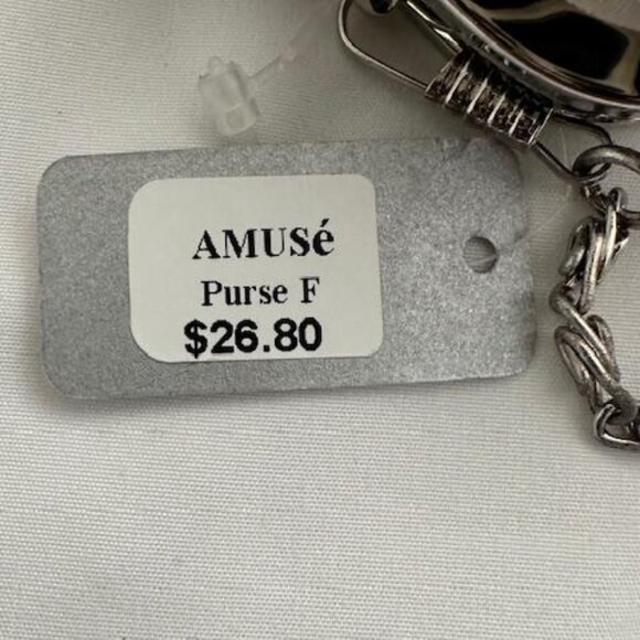 WHITE SATIN LIKE ROSETTE SHOULDER BAG/HANDBAG/CLUTCH WITH SILVERTONE CHAIN - Picture 8 of 8